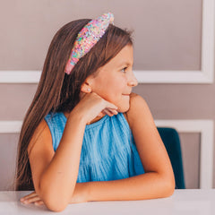 Multiple-angle display of FROG SAC headband showing shape, shine, and versatility