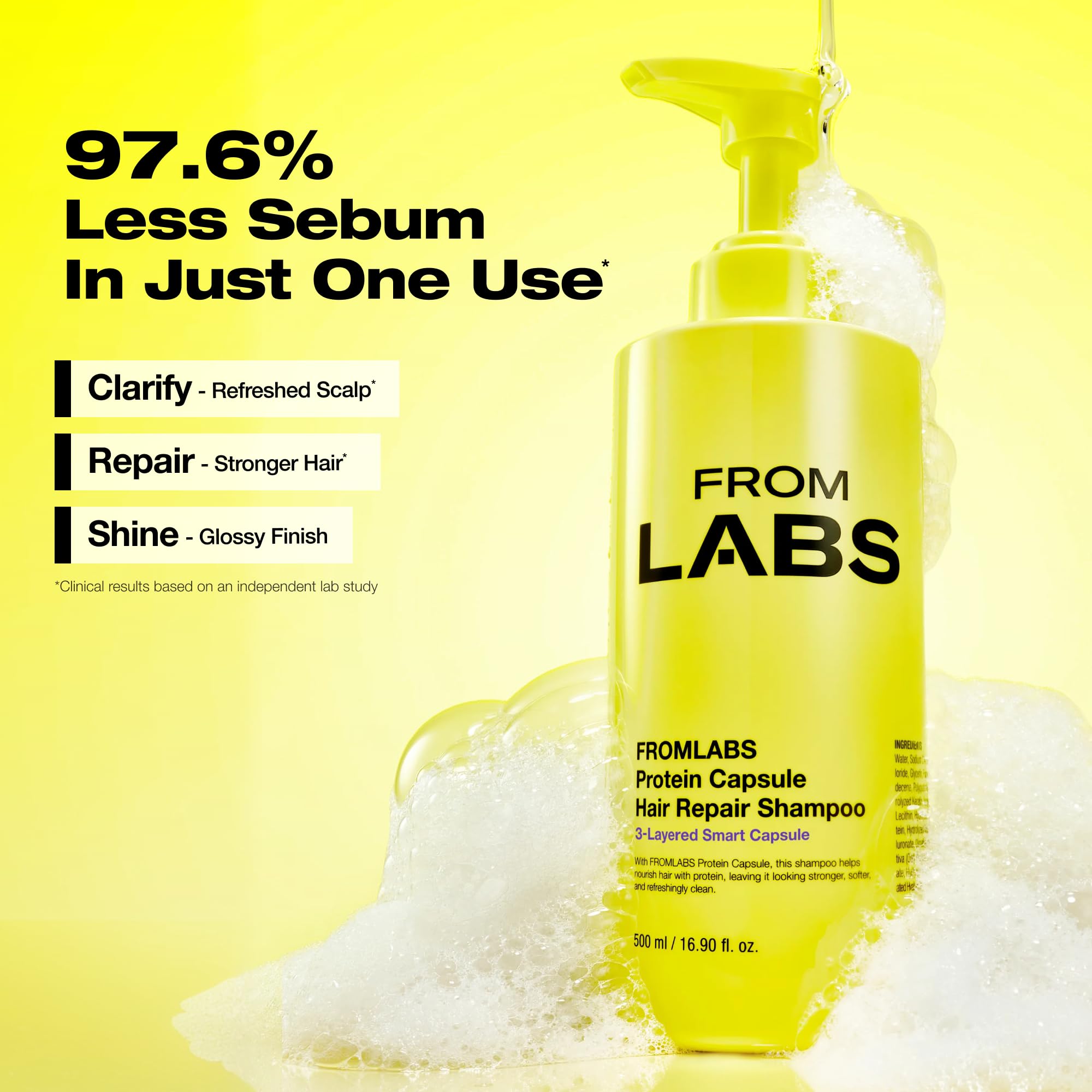 FROMLABS keratin powder on spoon for targeted bond-strengthening boost