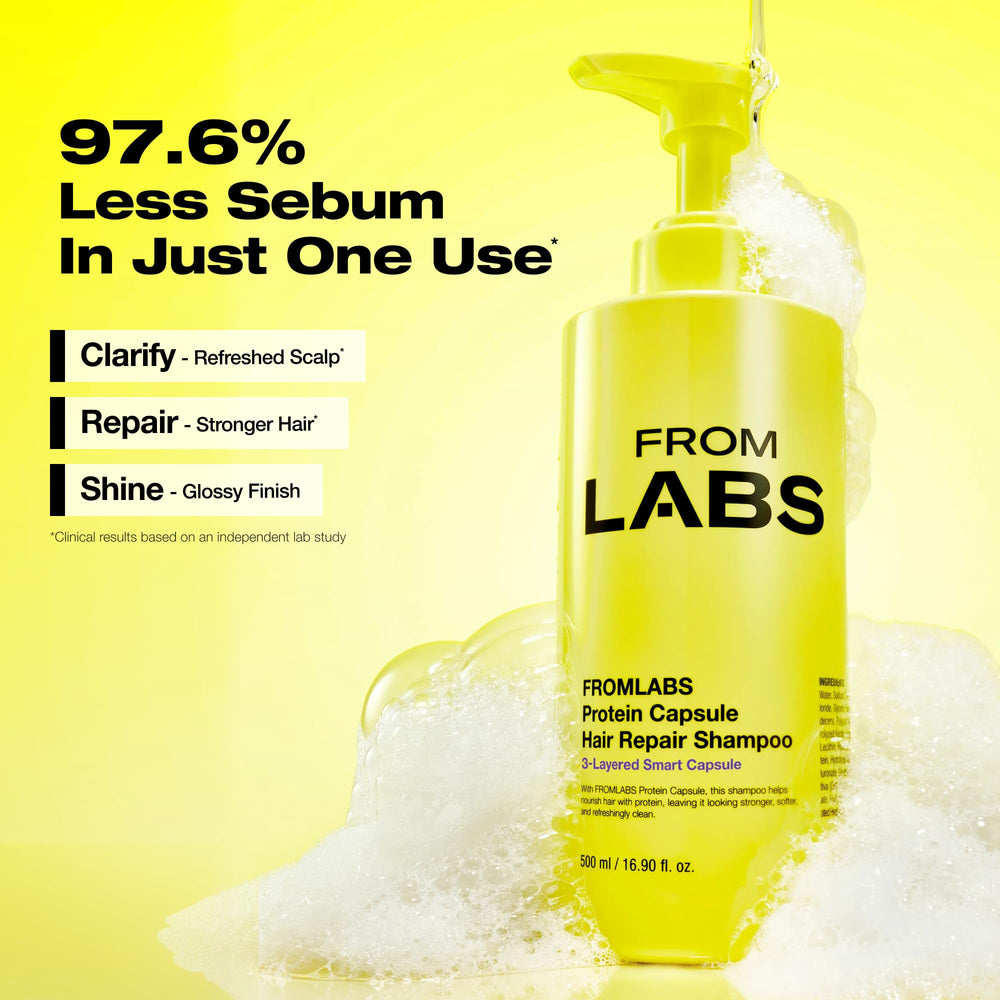 FROMLABS keratin powder on spoon for targeted bond-strengthening boost