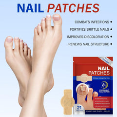 Frovetani patch applied to toenail demonstrating secure overnight wear