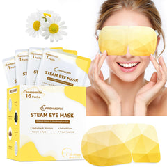 FRSHMORN front box packaging showing 16 steam eye masks and benefits