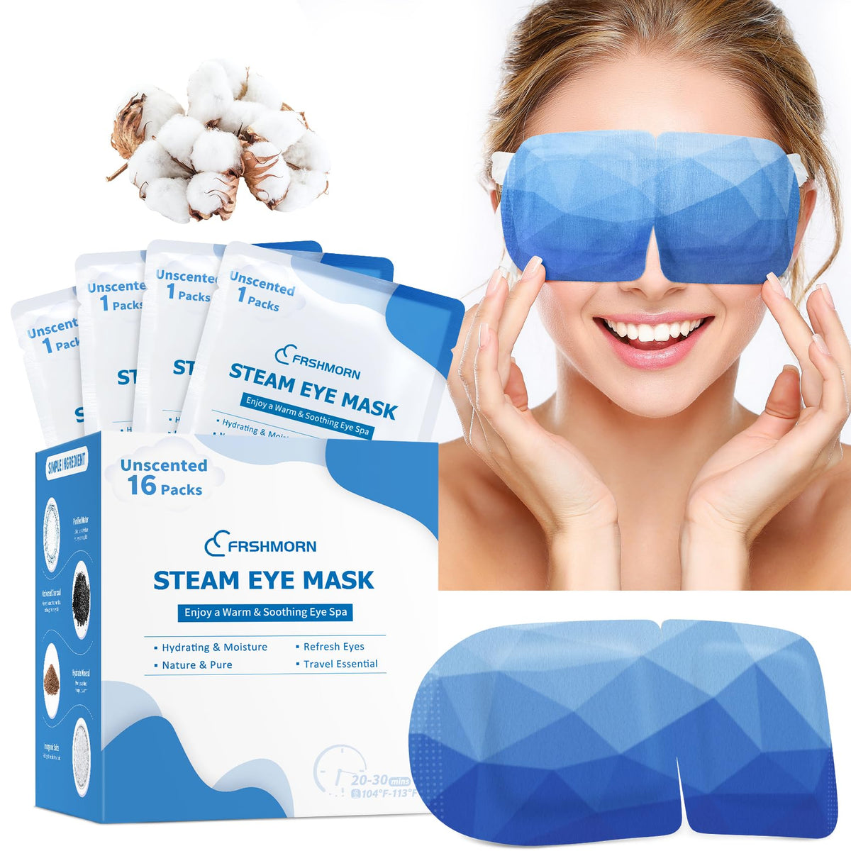 FRSHMORN front packaging showing 16-pack and unscented label, convenient supply