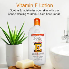 Fruit of the Earth lotion texture pouring from bottle highlighting smooth, non-greasy absorption and hydration