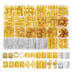 Frukwoc clear box of 260 hair jewelry pieces showing organization and variety