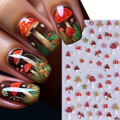 FRUZJAY detailed view of mushroom and frog decals for whimsical nail accents