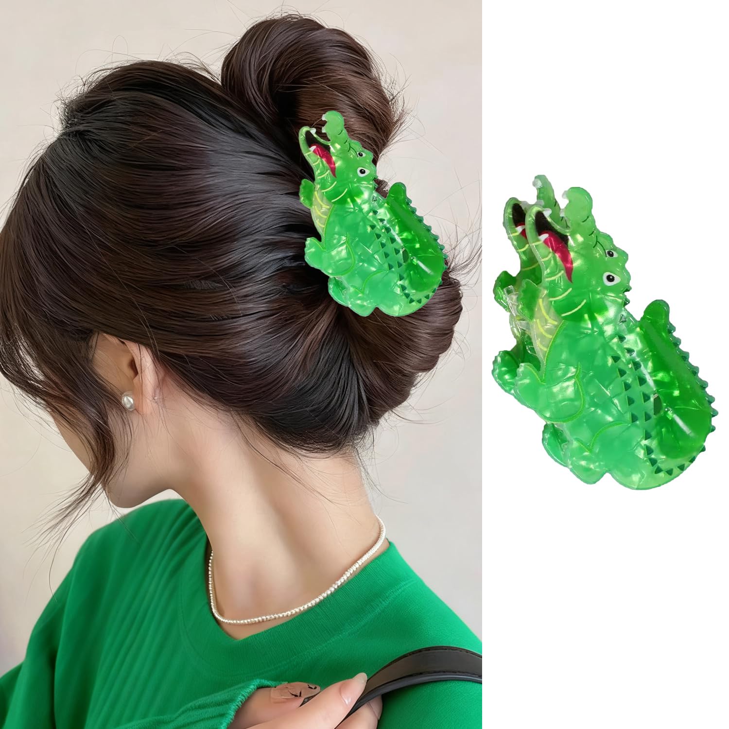 FRUZJAY front view of alligator hair clip showing playful design and secure hold