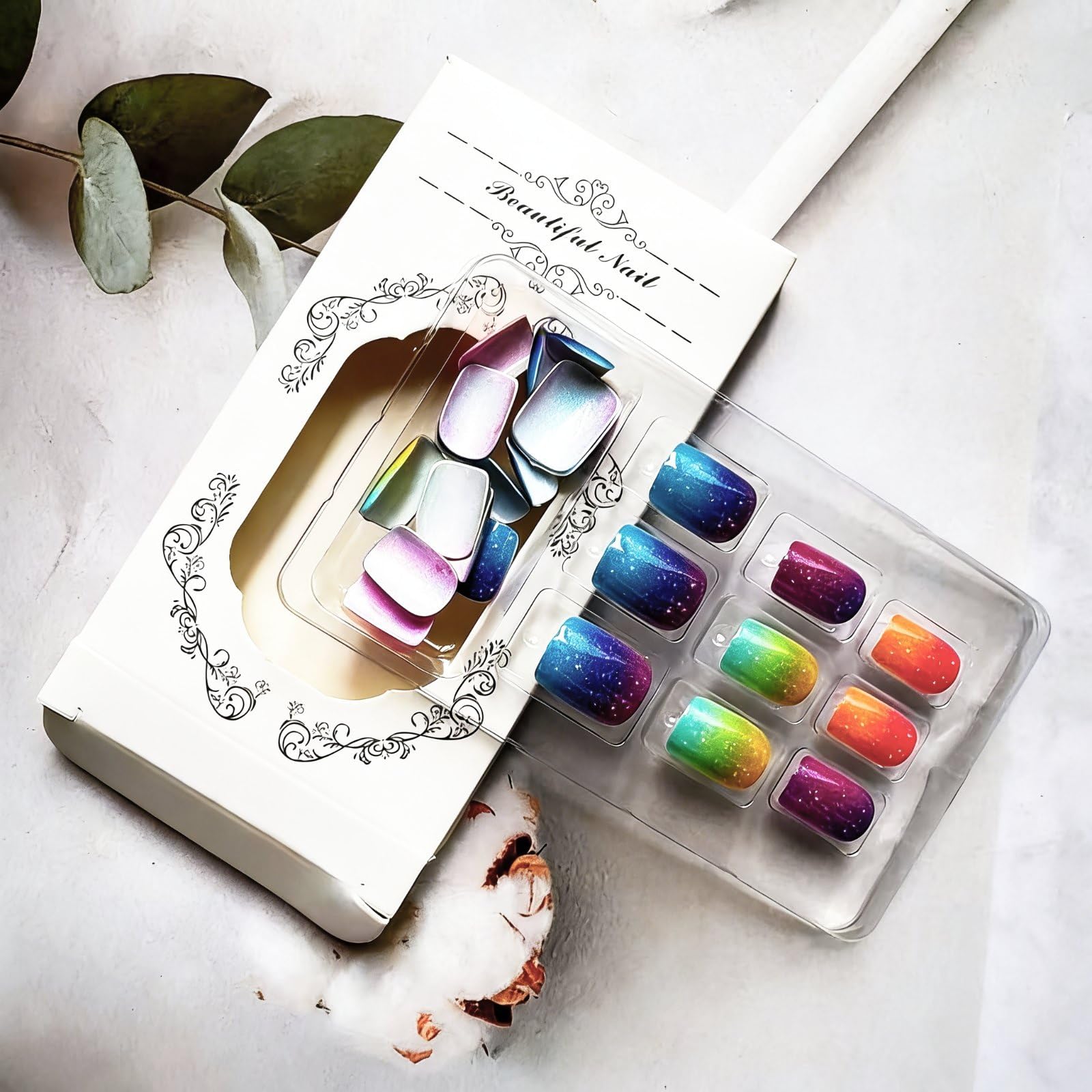 FRUZJAY nails worn on hand for scale, demonstrates natural short-square fit