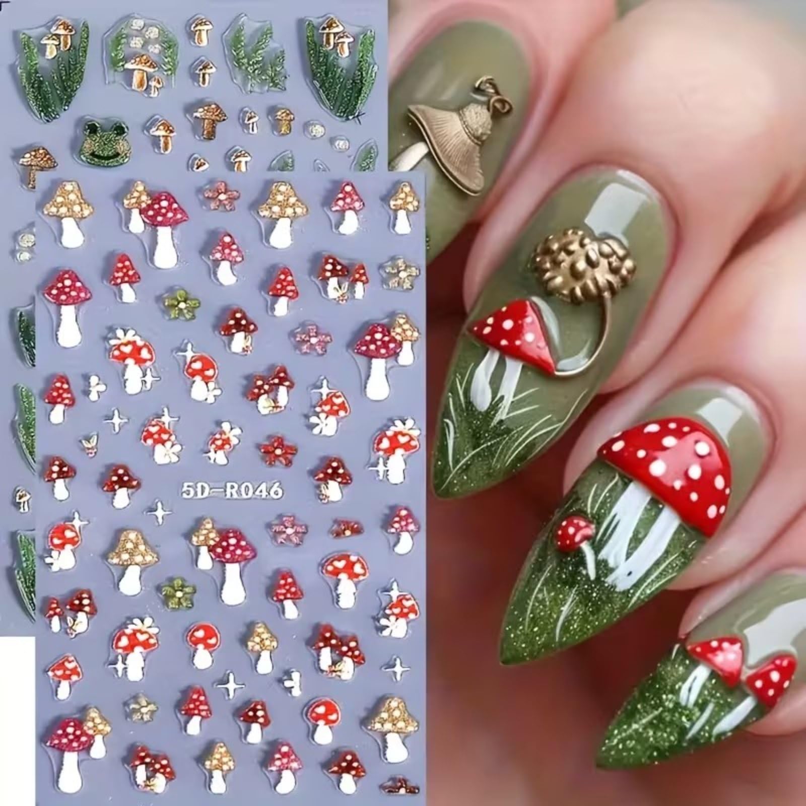 FRUZJAY stickers applied on nails with pastel polish for playful finished manicure