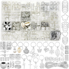 Fscwlmon front packaging showing full 309-piece hair jewelry set and contents for styling
