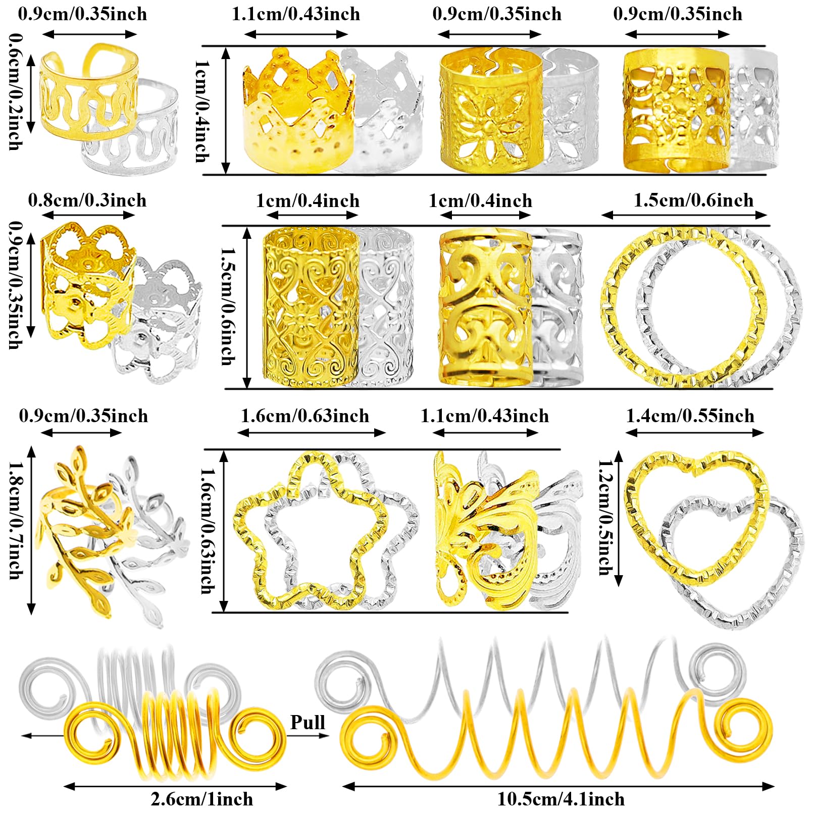 Fscwlmon mixed gold and silver charms piled to show color contrast