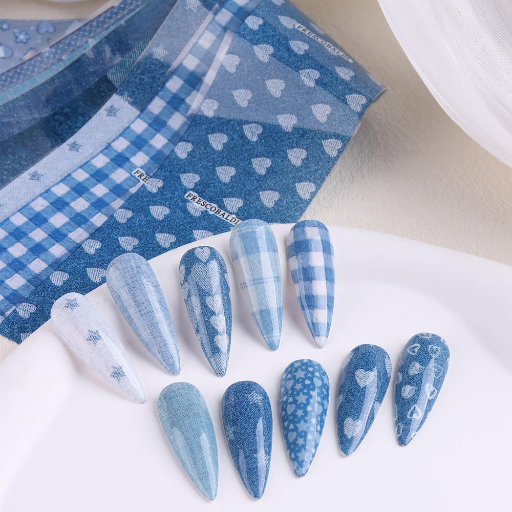 FSpronail finished nails showing matte and glossy denim looks for styling options