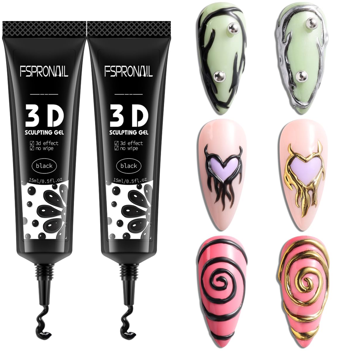FSpronail front packaging showing two black 3D gel liners, clear product identity and value