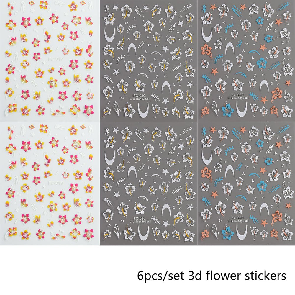 FSpronail close-up of a sticker sheet showing detailed hibiscus patterns and vibrant colors