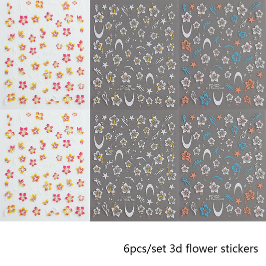 FSpronail close-up of a sticker sheet showing detailed hibiscus patterns and vibrant colors