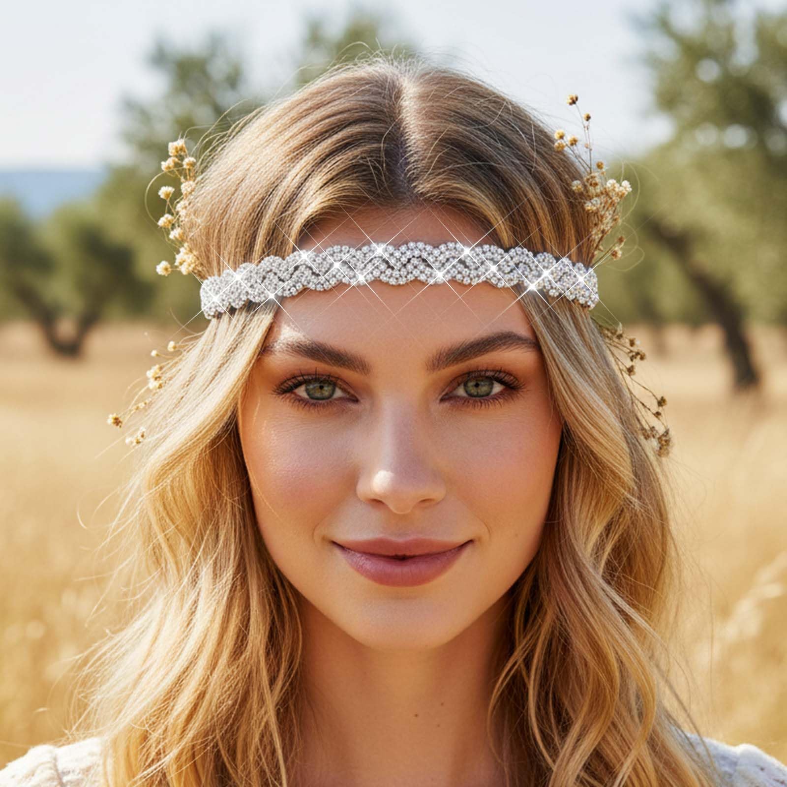 Fstrend braided hair with crystal headpiece showing integrated styling option