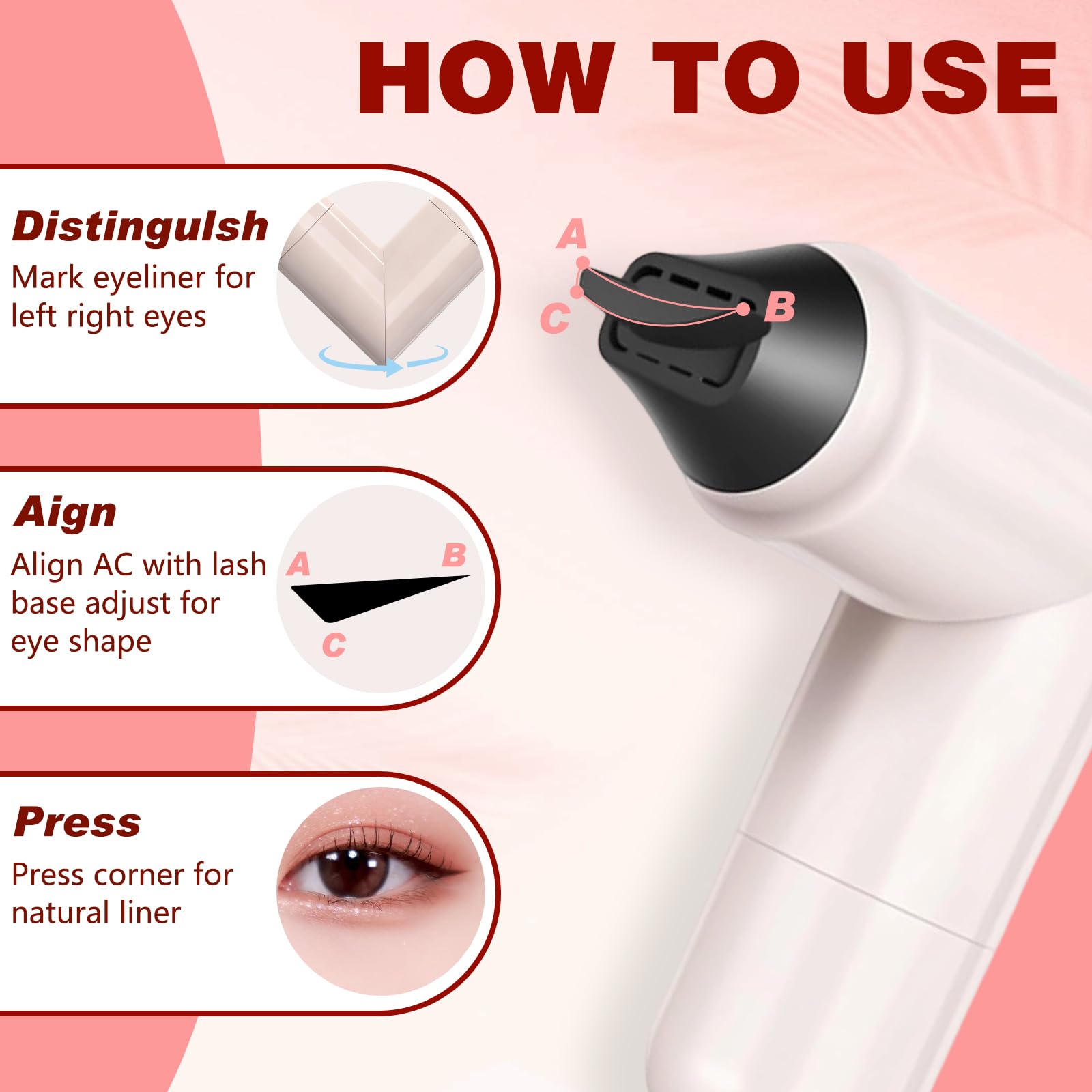 FUERHPSH in-use photo stamping a wing on an eyelid for quick flawless results