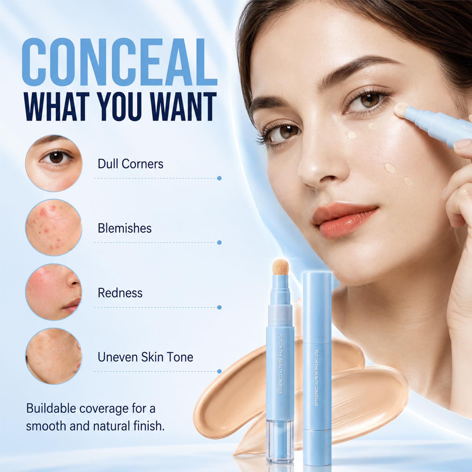 FUERHPSH applying concealer under eye for instant brightening