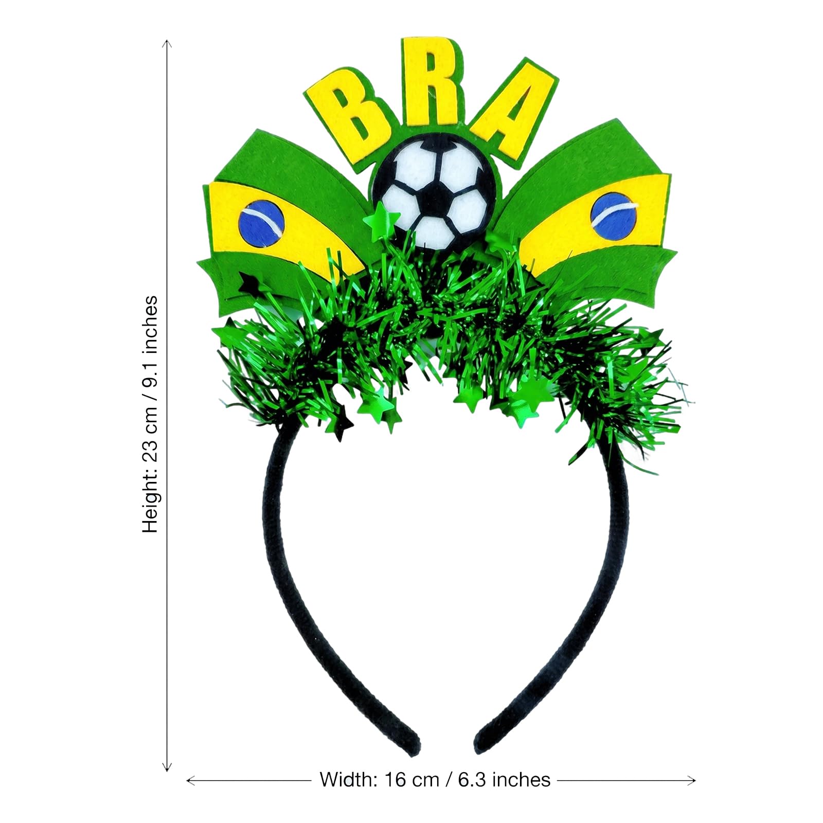 Fuesteoyd Brazil headband close tinsel detail adding sparkle and stadium-ready shine
