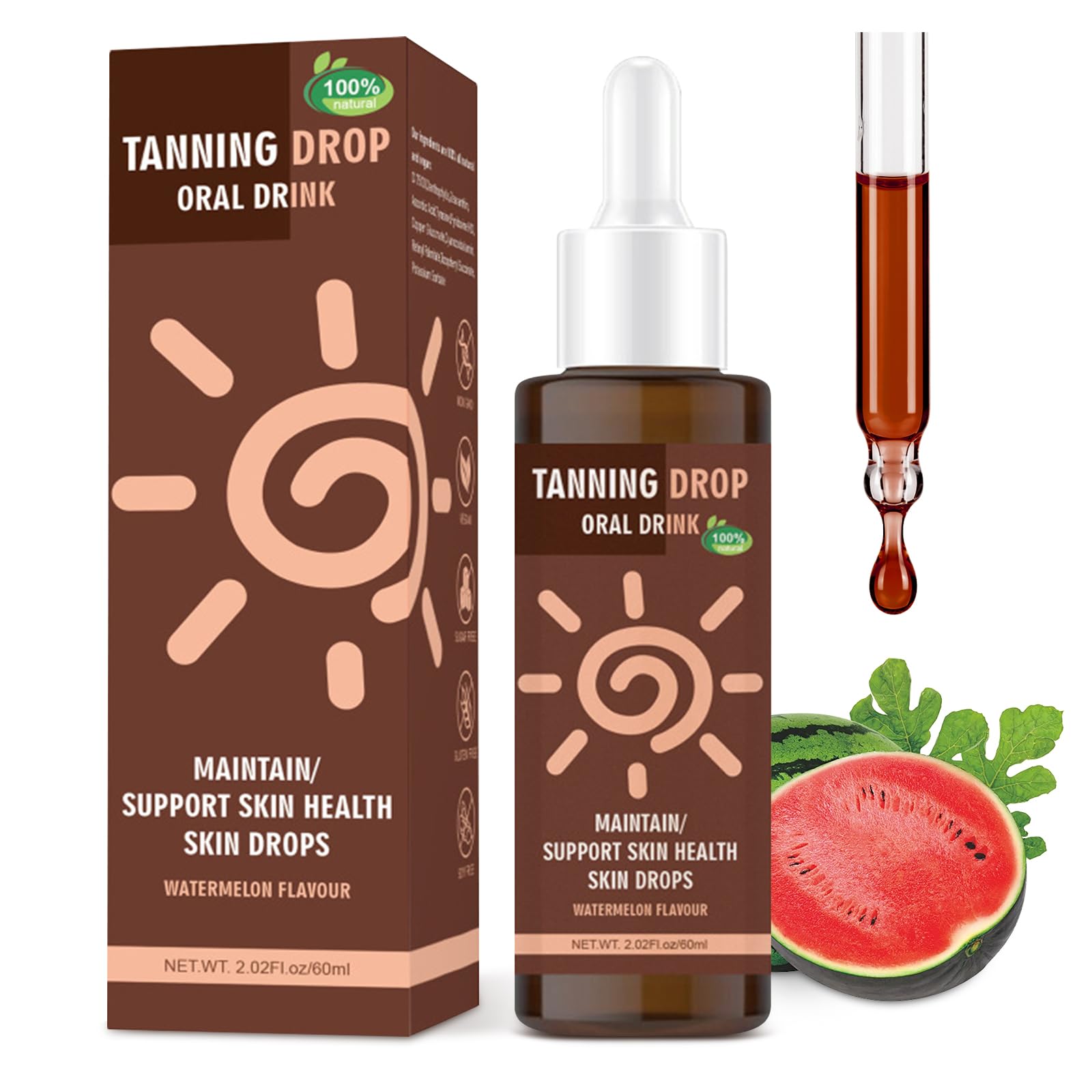 fugit front bottle showing product and watermelon flavor, easy daily sunless tan