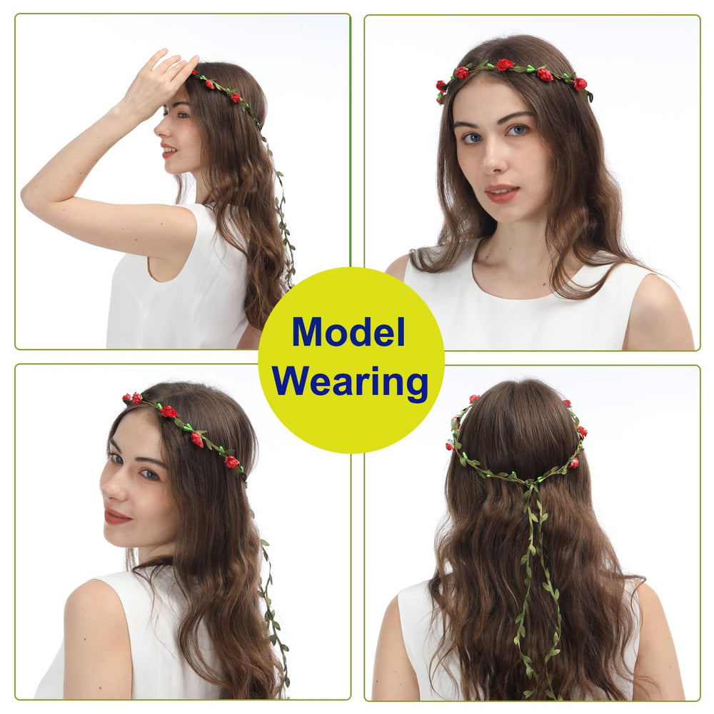 FUGZAUD model wearing flower crown outdoors shows bohemian look for events