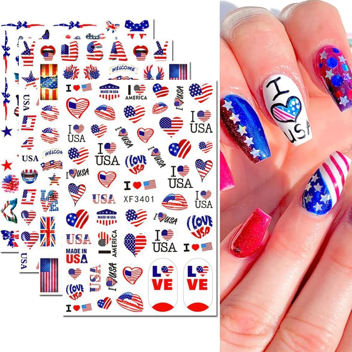 FUKIDOG close-up sheet with flag and star decals showing clear detail