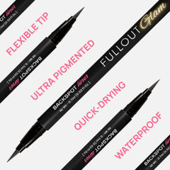 Full Out Glam liner stroke on skin showing smooth quick-dry texture