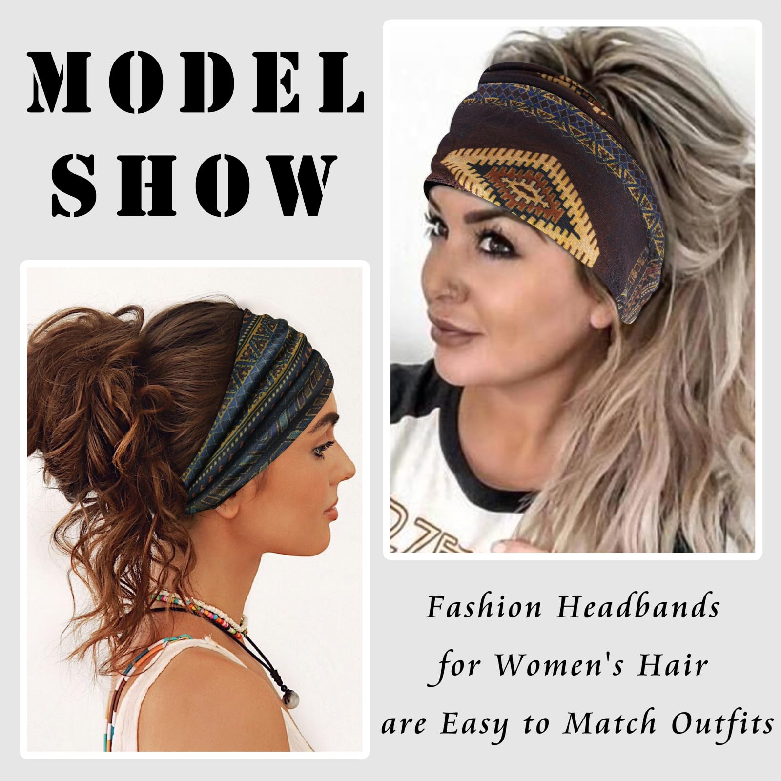 FULZTEY knotted headband detail highlighting vintage floral print and secure fit
