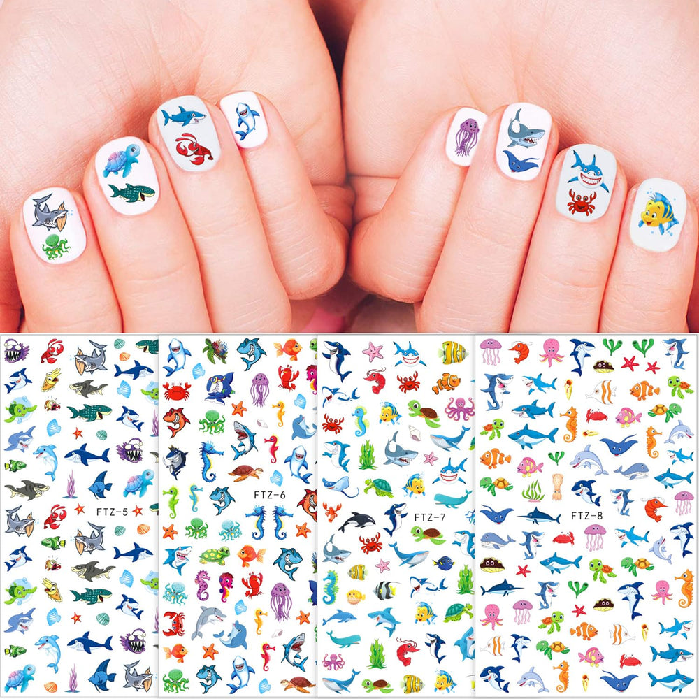 FUMIHIT close-up of shark decal with clear detail for precise nail placement