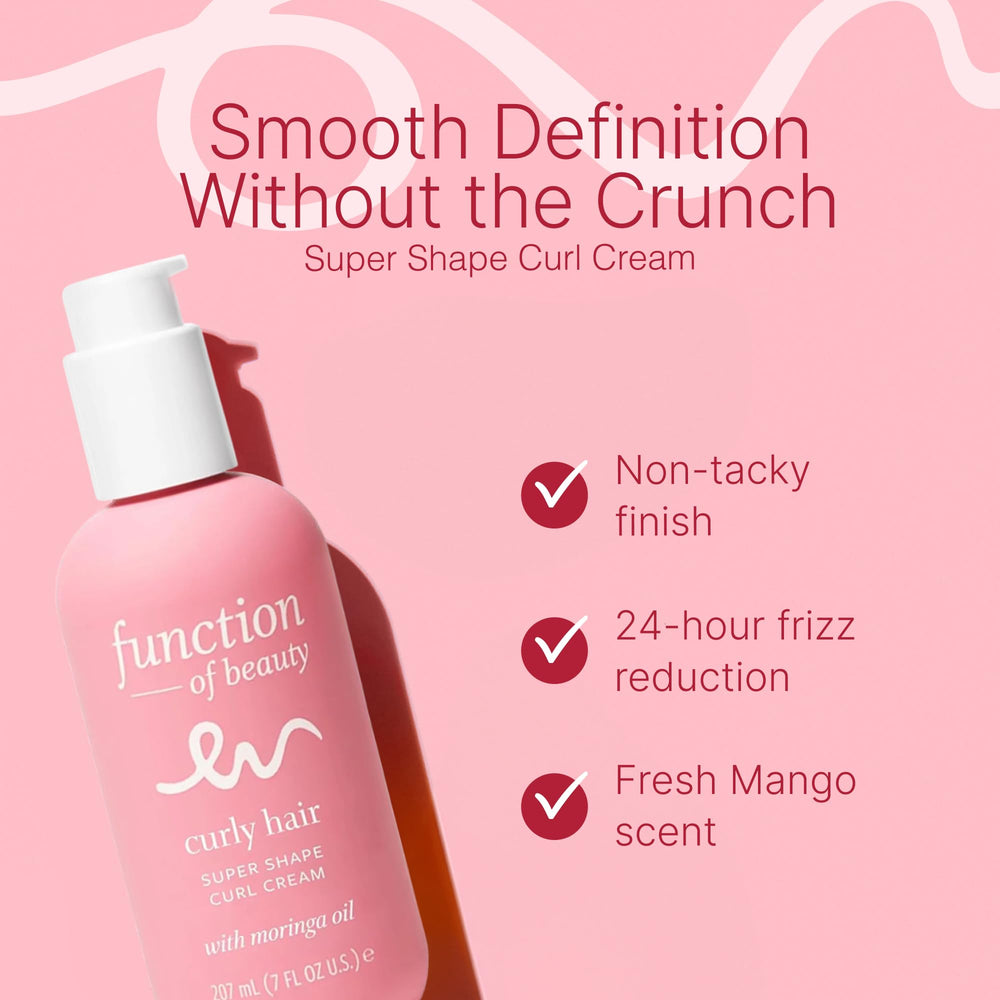 Function of Beauty curl cream texture closeup highlights lightweight consistency