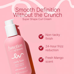Function of Beauty curl cream texture closeup highlights lightweight consistency