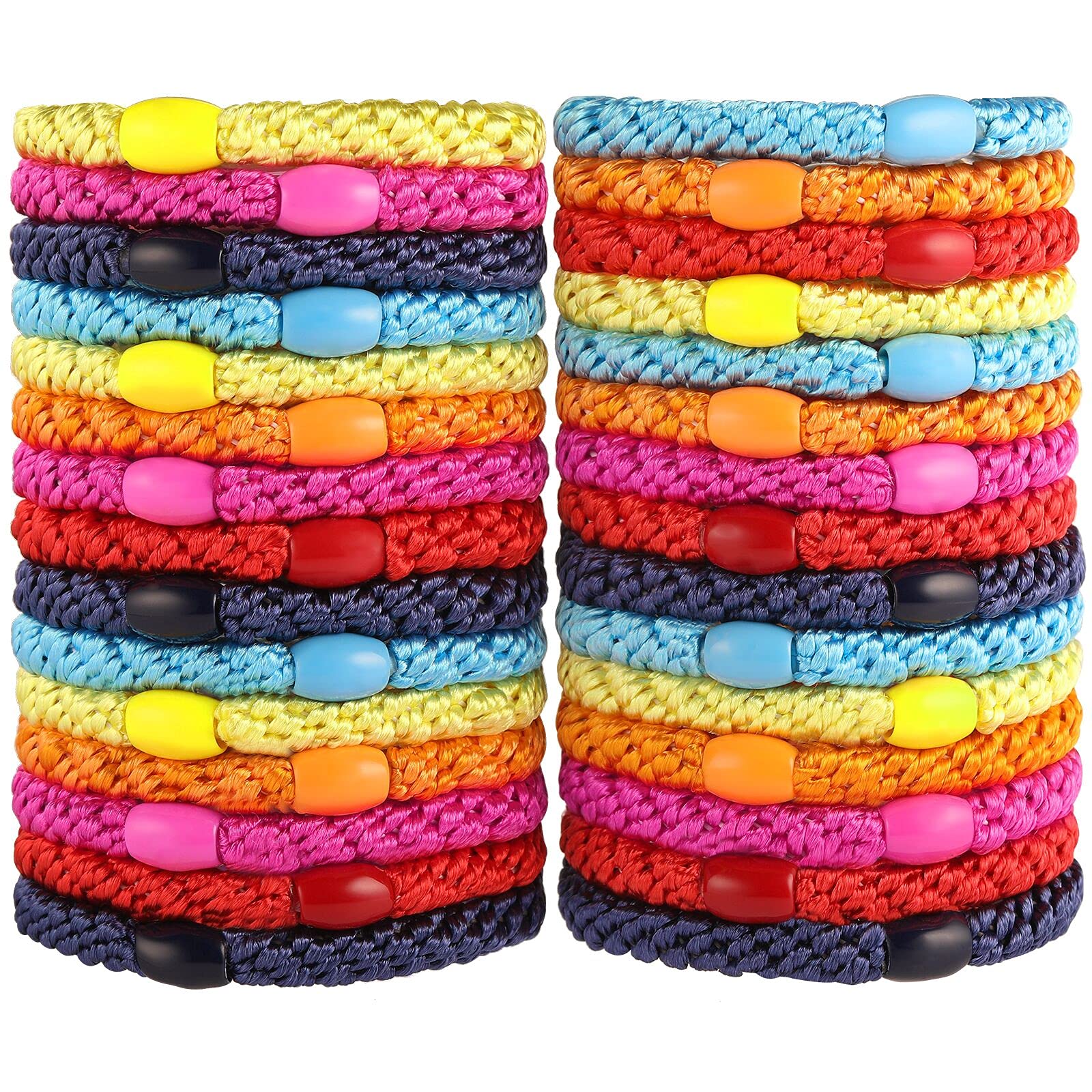 Funtopia front pack showing 30 colorful hair ties and bead detail for easy selection