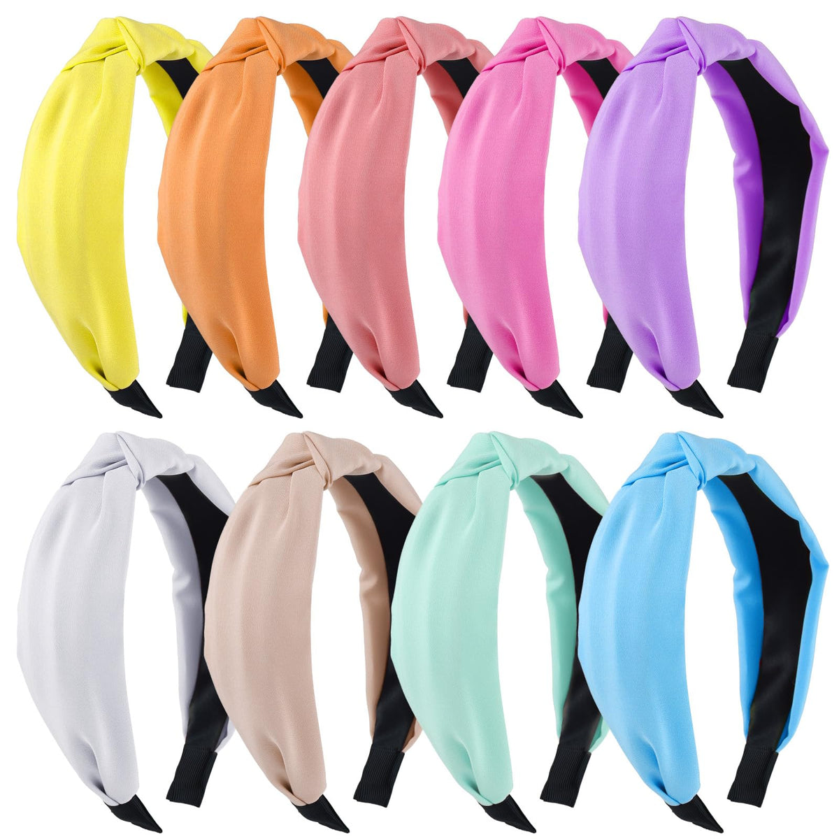 Funtopia front view of nine pastel headbands showing variety and style