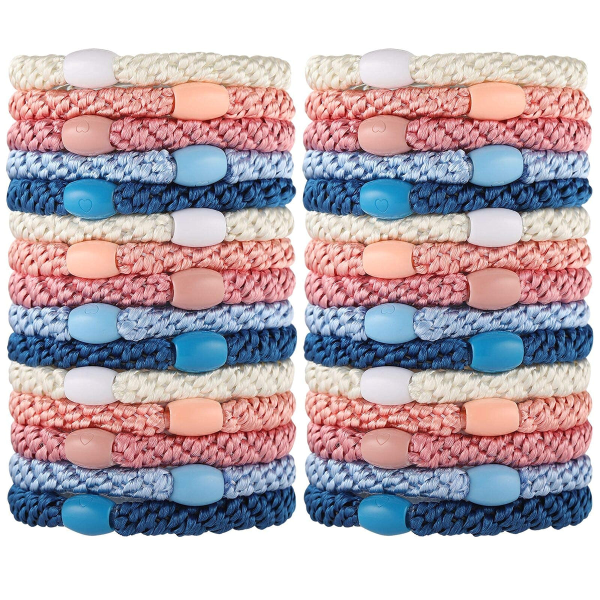 Funtopia front pack multicolor hair ties showing all five colors and quantity benefit