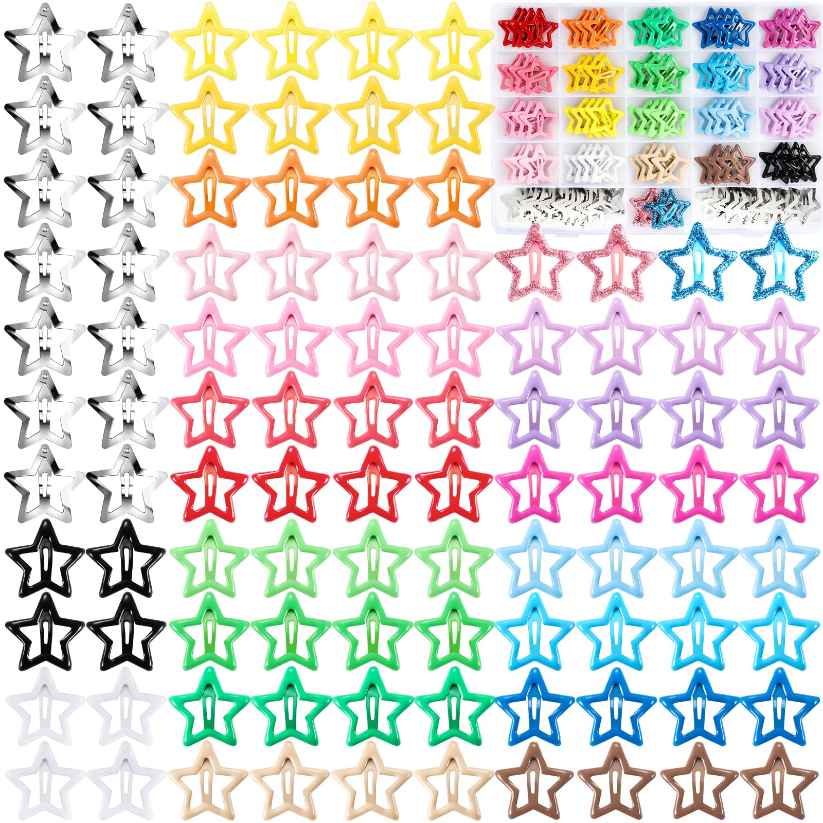 Funtopia front packaging showing 104 star hair clips and organizer for easy selection