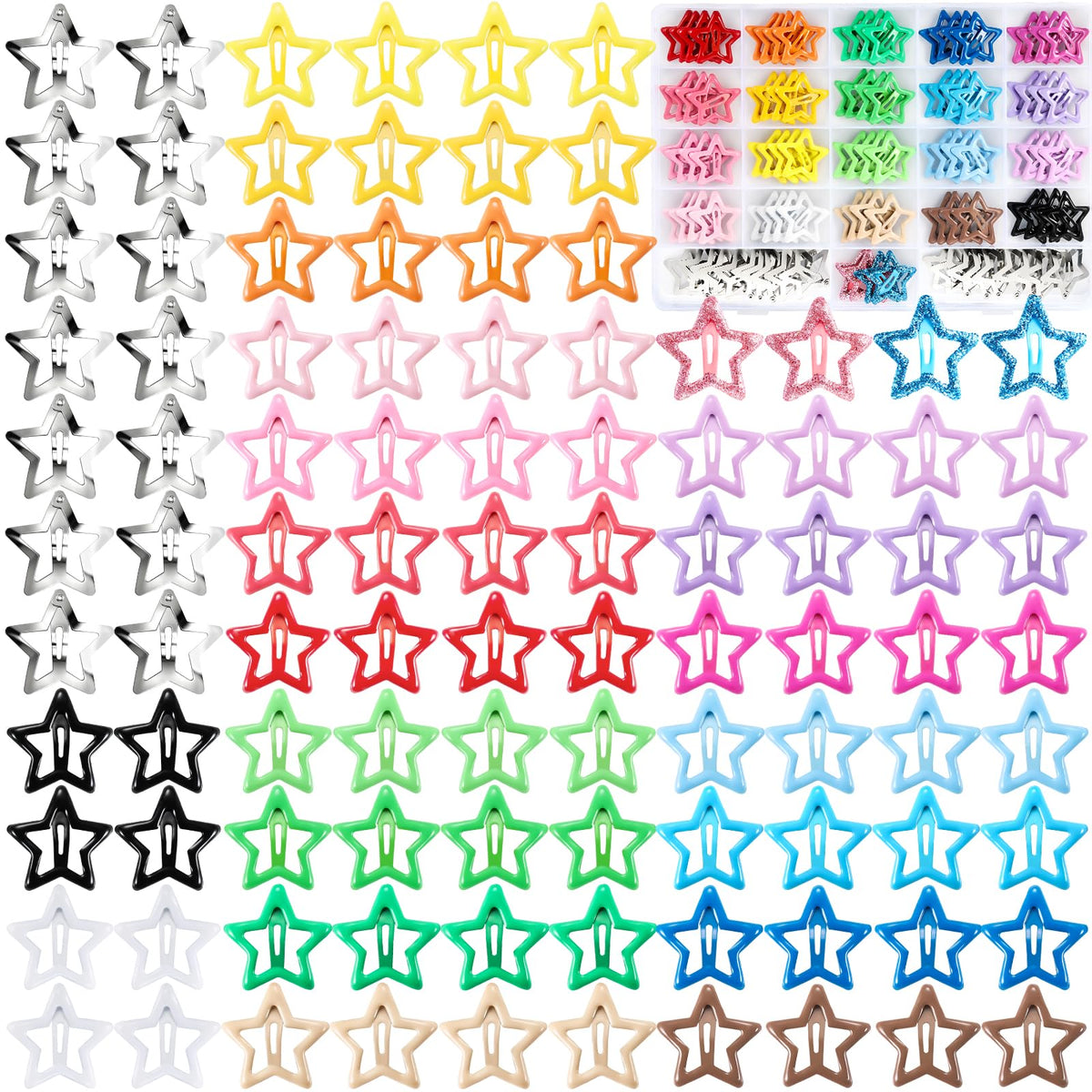 Funtopia front packaging showing 104 star hair clips and organizer for easy selection