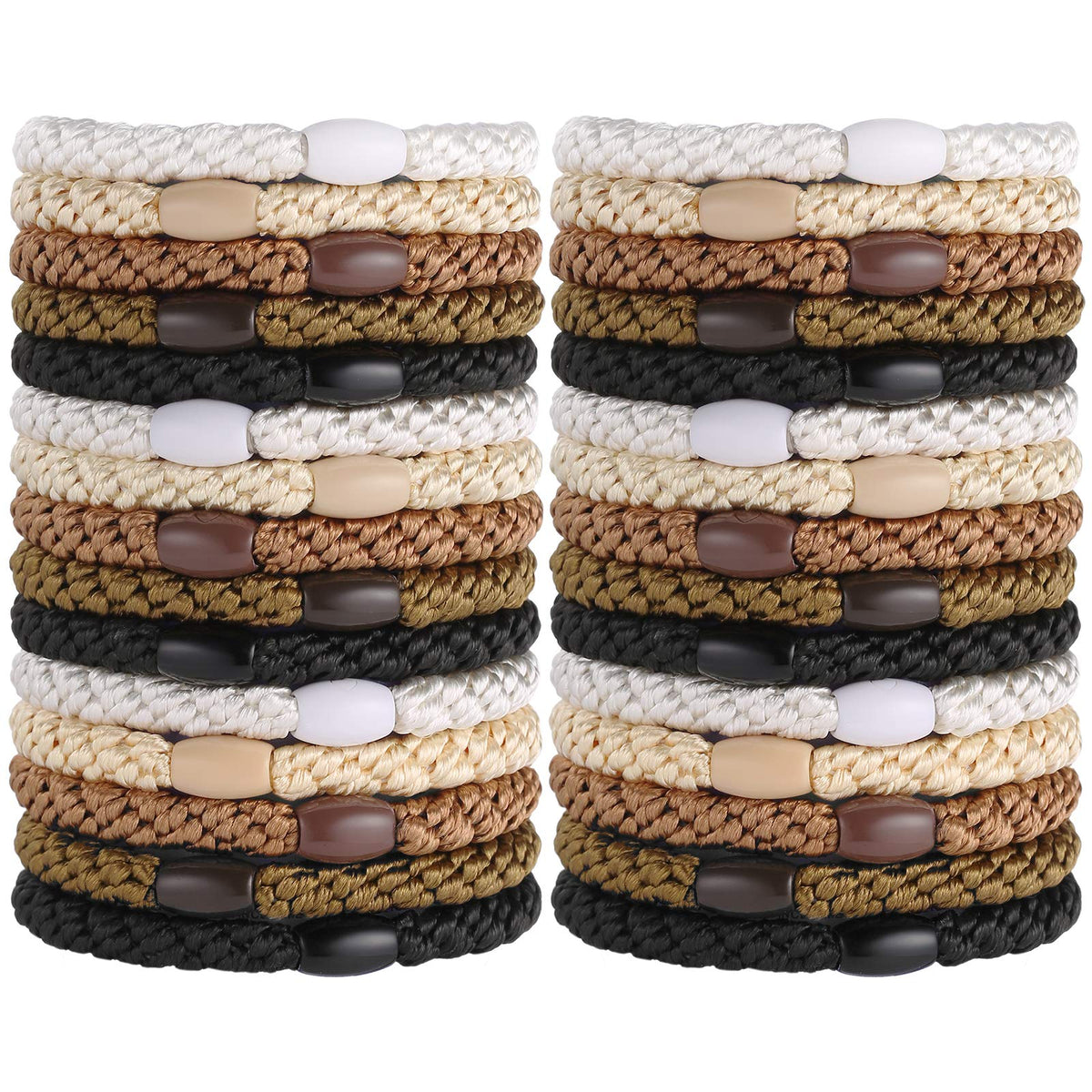Funtopia front view pack showing 30 hair ties and neat packaging benefit organization