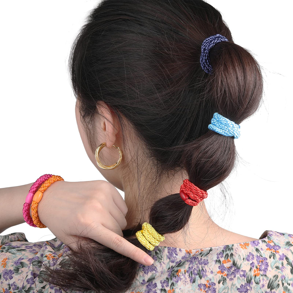 Funtopia hair tie securing a thick ponytail demonstrating strong, comfortable hold