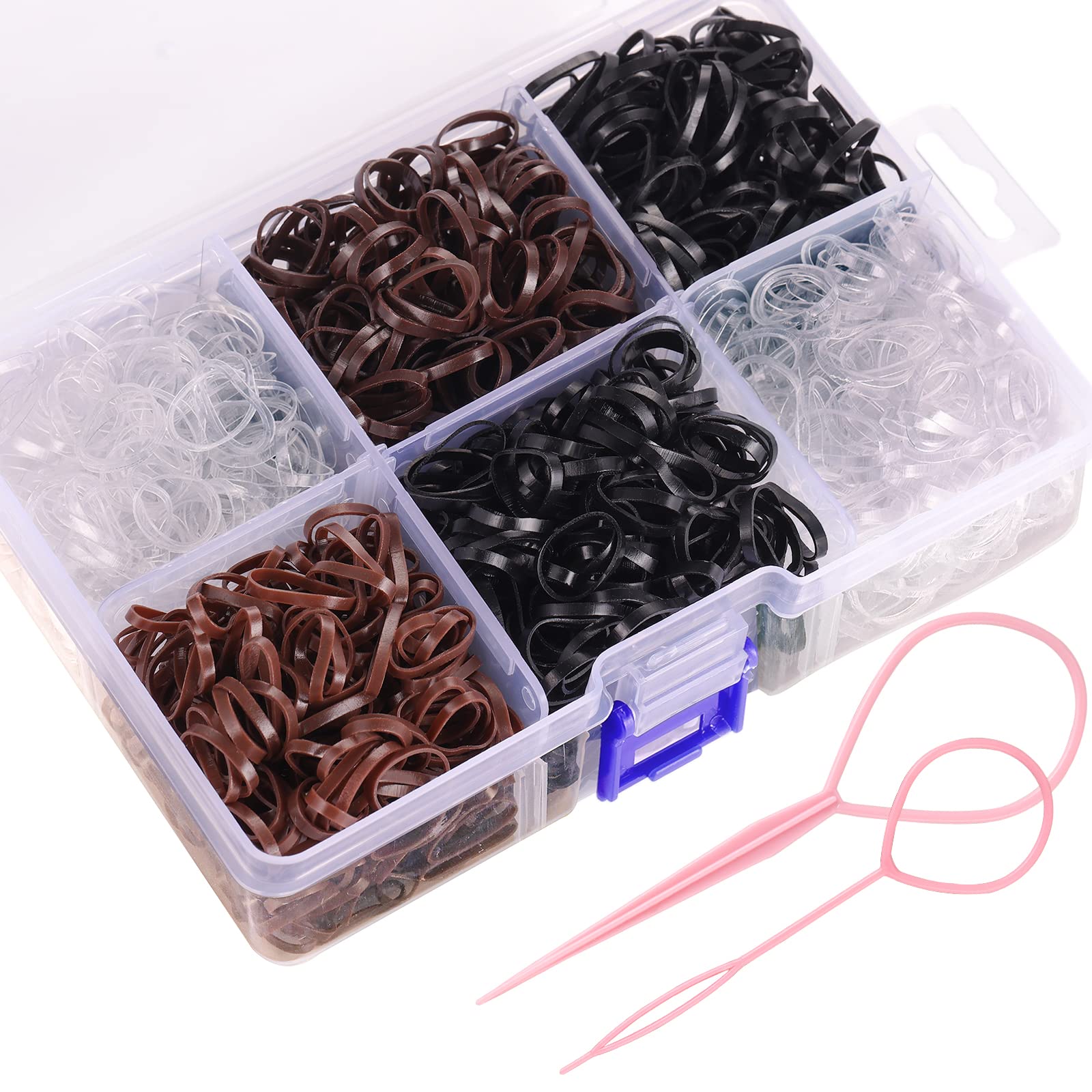 Funtopia organizer box open showing sorted mini hair ties for tidy storage