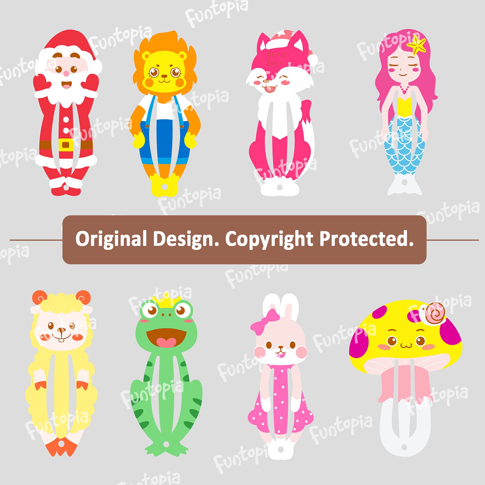 Funtopia patterned drop clips close-up highlighting bright designs and variety
