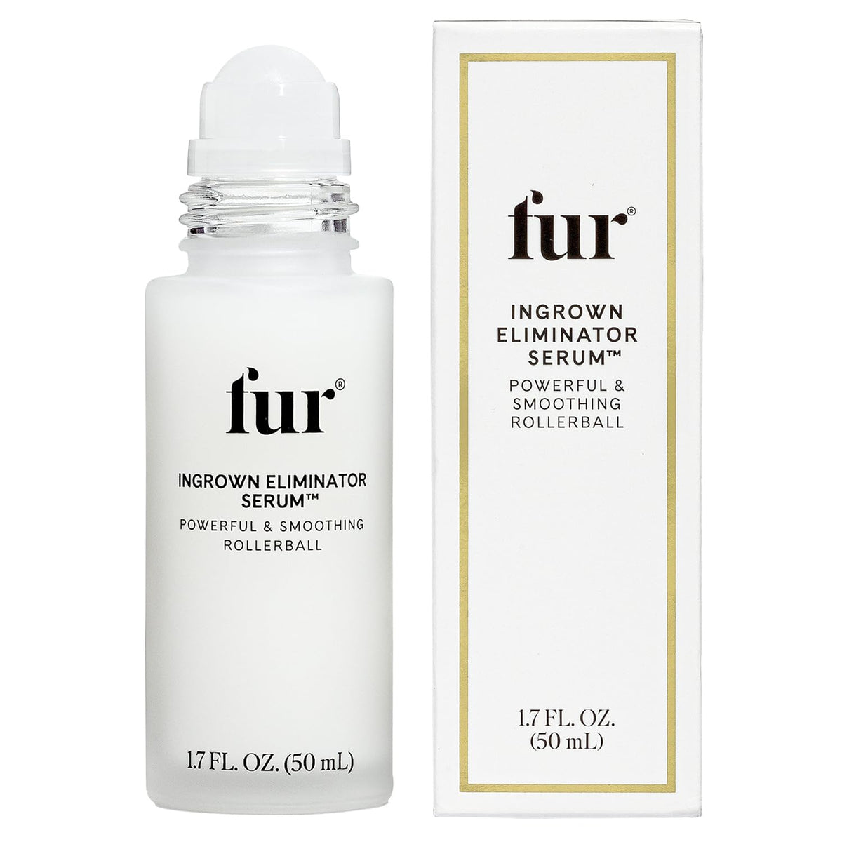 Fur rollerball front packaging showing bottle and cap with clear branding and benefit