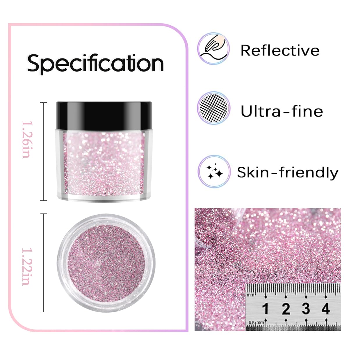 Furtherpretty color swatches on tips showing six sparkly shades for design choices