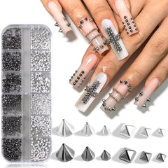 Furtherpretty front packaging showing black and silver spike set and easy storage