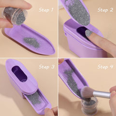 furtherpretty tray in use with dip powder application demonstrating controlled powder flow