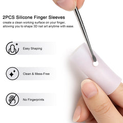 furtherpretty silicone finger sleeves fitted on fingers preventing gel from sticking during sculpting