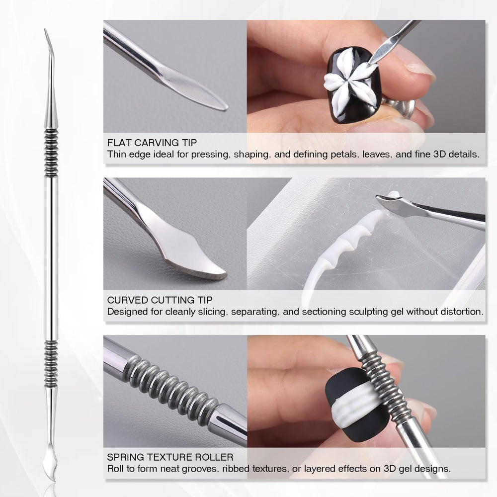 furtherpretty tools in use carving a gel flower to demonstrate control and realistic 3D detail