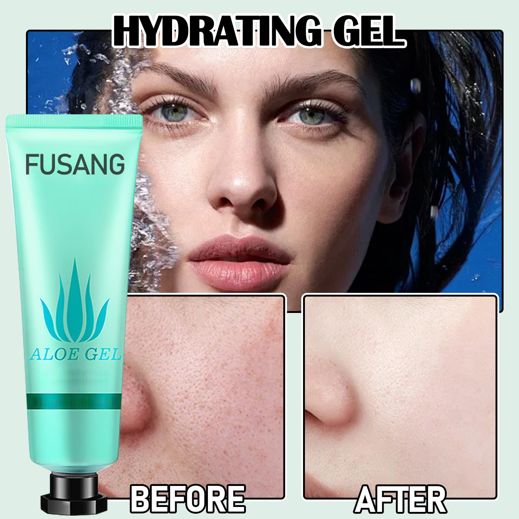 Fusang used at the beach to show after-sun soothing and rehydration benefit