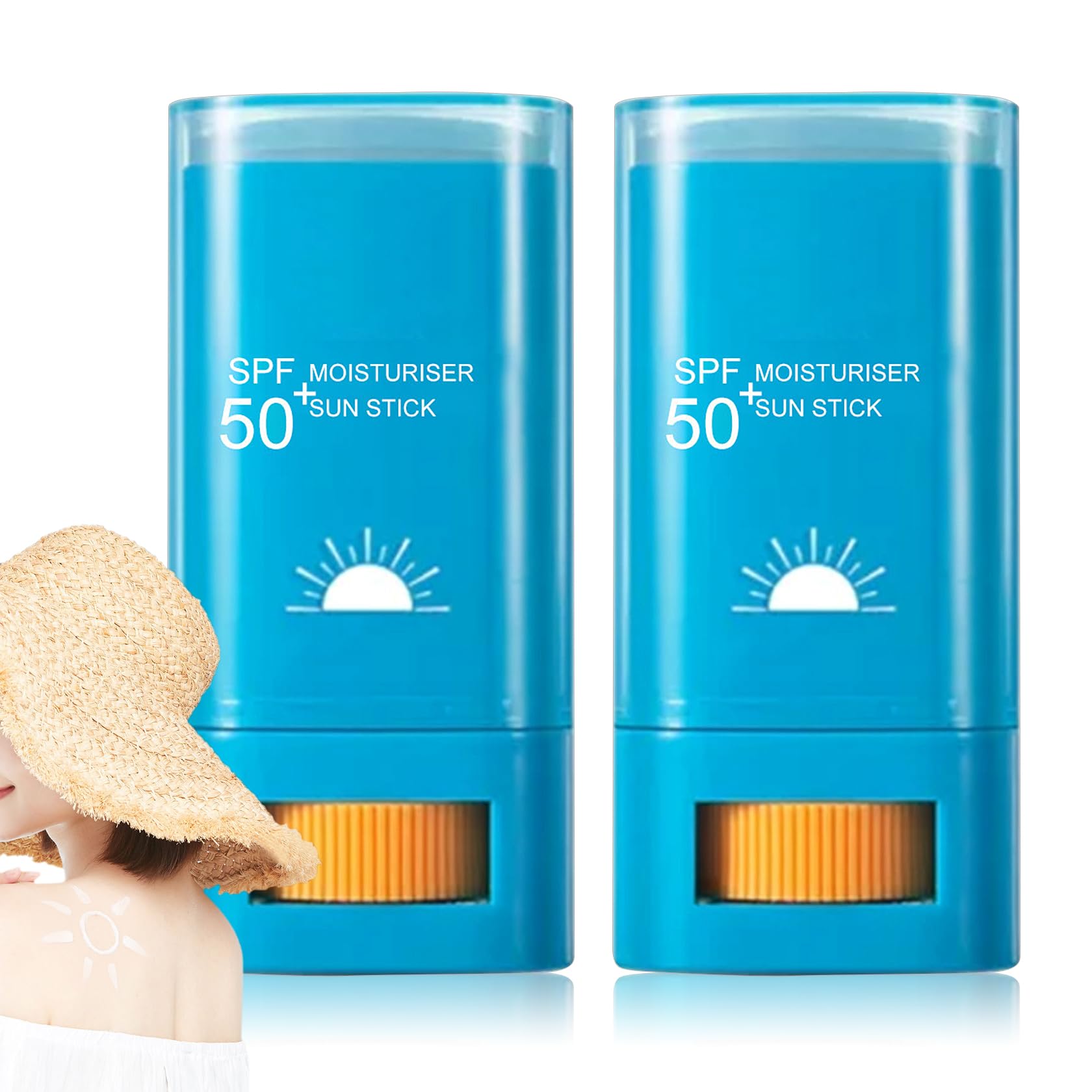 Fusang front view of two sunscreen sticks showing compact travel-ready design and protection