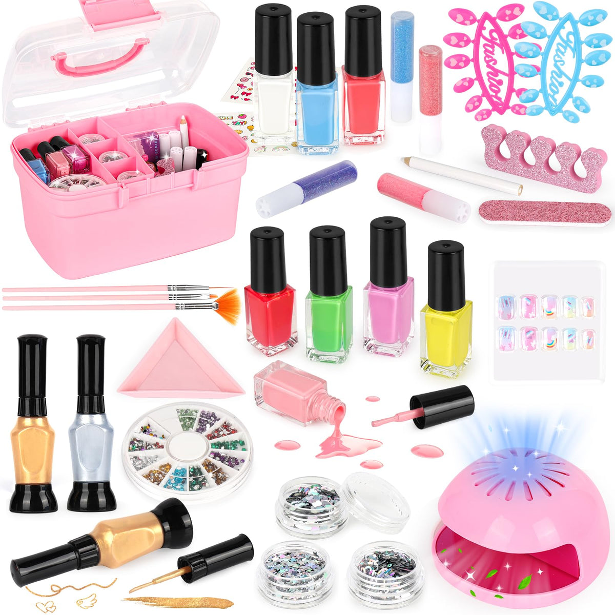 FUSPWEAO front packaging showing full kid-safe nail kit and appeal
