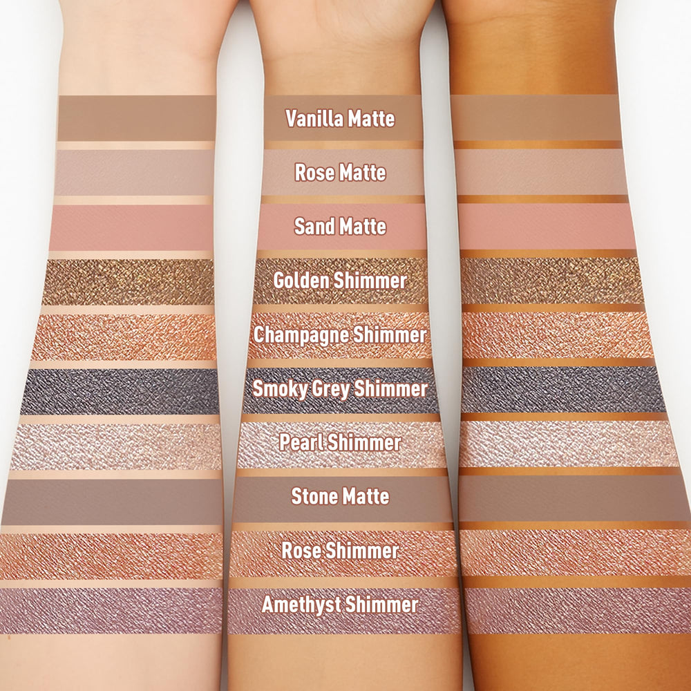 FV swatch of amethyst shimmer on forearm showing high pigment payoff benefit