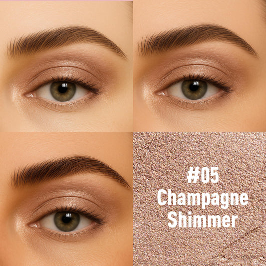 FV close-up of champagne shimmer texture displaying smooth blendability